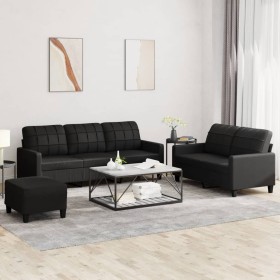 3-piece black faux leather sofa set with cushions by vidaXL, Sofas - Ref: Foro24-3201383, Price: 623,72 €, Discount: %