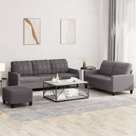 3-teilige Sofagarnitur aus grauem Kunstleder mit Kissen von vidaXL, Sofas - Ref: Foro24-3201385, Preis: 493,99 €, Rabatt: %