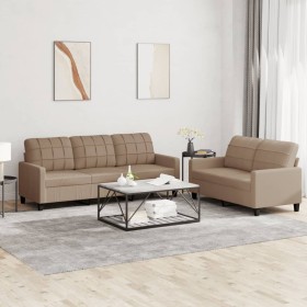 2-teilige Sofagarnitur aus Cappuccino-Kunstleder mit Kissen von vidaXL, Sofas - Ref: Foro24-3201382, Preis: 485,78 €, Rabatt: %