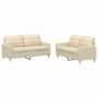 Sofa set with cushions 2 pieces cream fabric by vidaXL, Sofas - Ref: Foro24-3201276, Price: 464,42 €, Discount: %