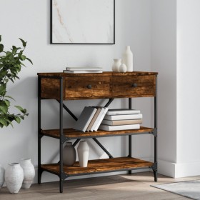 Smoked oak engineered wood console table 75x34.5x75 cm by vidaXL, Side tables - Ref: Foro24-833410, Price: 101,99 €, Discount: %