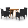 Juego de comedor para jardín de 5 piezas negro de vidaXL, Conjuntos de jardín - Ref: Foro24-3071734, Precio: 347,43 €, Descue...