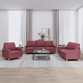 Sofa set with cushions 3 pieces red fabric by vidaXL, Sofas - Ref: Foro24-3201248, Price: 666,70 €, Discount: %