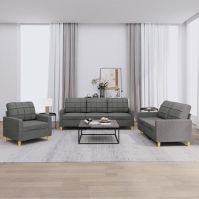 Sofa set with cushions 3 pieces dark gray fabric by vidaXL, Sofas - Ref: Foro24-3201243, Price: 666,84 €, Discount: %