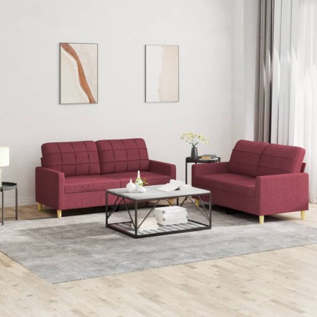 Sofa set with cushions 2 pieces red fabric by vidaXL, Sofas - Ref: Foro24-3201280, Price: 413,99 €, Discount: %