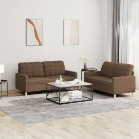 Sofa set with cushions 2 pieces brown fabric by vidaXL, Sofas - Ref: Foro24-3201277, Price: 445,45 €, Discount: %