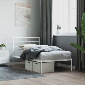 Metal bed frame with white headboard 90x190 cm by vidaXL, Beds and slatted bases - Ref: Foro24-355700, Price: 58,82 €, Discou...