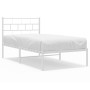 Metal bed frame with white headboard 90x190 cm by vidaXL, Beds and slatted bases - Ref: Foro24-355700, Price: 60,99 €, Discou...