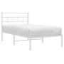 Metal bed frame with white headboard 90x190 cm by vidaXL, Beds and slatted bases - Ref: Foro24-355700, Price: 60,99 €, Discou...