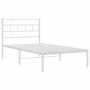 Bettgestell aus Metall mit weißem Kopfteil 90x190 cm von vidaXL, Betten und Lattenroste - Ref: Foro24-355700, Preis: 58,82 €,...