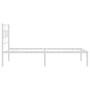 Metal bed frame with white headboard 90x190 cm by vidaXL, Beds and slatted bases - Ref: Foro24-355700, Price: 60,99 €, Discou...