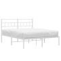 Metal bed frame with white headboard 140x190 cm by vidaXL, Beds and slatted bases - Ref: Foro24-355708, Price: 92,99 €, Disco...