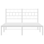 Metal bed frame with white headboard 140x190 cm by vidaXL, Beds and slatted bases - Ref: Foro24-355708, Price: 92,99 €, Disco...