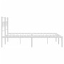 Metal bed frame with white headboard 140x190 cm by vidaXL, Beds and slatted bases - Ref: Foro24-355708, Price: 92,99 €, Disco...