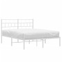 Metal bed frame with white headboard 150x200 cm by vidaXL, Beds and slatted bases - Ref: Foro24-355710, Price: 92,83 €, Disco...