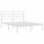 Metal bed frame with white headboard 150x200 cm by vidaXL, Beds and slatted bases - Ref: Foro24-355710, Price: 92,83 €, Disco...