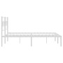 Metal bed frame with white headboard 150x200 cm by vidaXL, Beds and slatted bases - Ref: Foro24-355710, Price: 92,83 €, Disco...