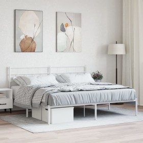 Estructura de cama de metal con cabecero blanco 180x200 cm de vidaXL, Camas y somieres - Ref: Foro24-355712, Precio: 105,99 €...