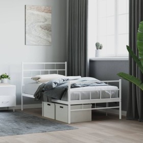 Estructura cama metal cabecero y estribo blanca 100x190 cm de vidaXL, Camas y somieres - Ref: Foro24-355720, Precio: 69,99 €,...