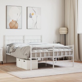 Estructura cama metal con cabecero y estribo blanco 120x190 cm de vidaXL, Camas y somieres - Ref: Foro24-355723, Precio: 98,9...