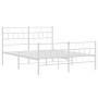 Metal bed frame with headboard and white footboard 120x190 cm by vidaXL, Beds and slatted bases - Ref: Foro24-355723, Price: ...