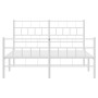 Metal bed frame with headboard and white footboard 120x190 cm by vidaXL, Beds and slatted bases - Ref: Foro24-355723, Price: ...