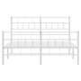 Estructura cama metal con cabecero y estribo blanco 120x200 cm de vidaXL, Camas y somieres - Ref: Foro24-355724, Precio: 99,9...