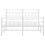 Metal bed frame with headboard and white footboard 160x200 cm by vidaXL, Beds and slatted bases - Ref: Foro24-355729, Price: ...