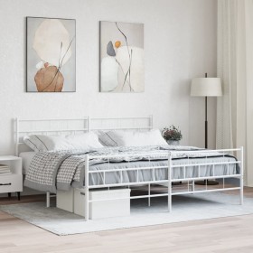 Estructura cama metal con cabecero y estribo blanco 180x200 cm de vidaXL, Camas y somieres - Ref: Foro24-355730, Precio: 121,...