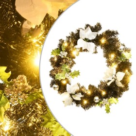 Christmas wreath with green LED lights 60 cm PVC by vidaXL, Christmas lights - Ref: Foro24-321518, Price: 22,39 €, Discount: %