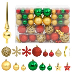 Juego de bolas Navidad 112 pzas poliestireno rojo/verde/dorado de vidaXL, Adornos festivos - Ref: Foro24-356114, Precio: 33,9...