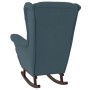 Silla mecedora con patas de madera de caucho terciopelo azul de vidaXL, Mecedoras - Ref: Foro24-329362, Precio: 219,53 €, Des...