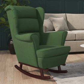 Rocking chair wooden legs rubber velvet dark green by vidaXL, Rocking chairs - Ref: Foro24-329365, Price: 209,18 €, Discount: %