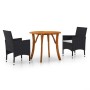 Garden dining set 3 pieces black by vidaXL, Garden sets - Ref: Foro24-3071730, Price: 271,83 €, Discount: %