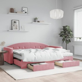 Trundle sofa bed with pink velvet drawers 80x200 cm by vidaXL, Beds and slatted bases - Ref: Foro24-3197369, Price: 470,12 €,...