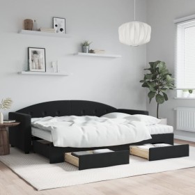 Trundle sofa bed with drawers black velvet 80x200 cm by vidaXL, Beds and slatted bases - Ref: Foro24-3197370, Price: 471,99 €...