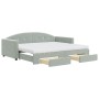 Trundle sofa bed with drawers light gray velvet 90x200 cm by vidaXL, Beds and slatted bases - Ref: Foro24-3197373, Price: 500...