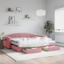 Sofá cama nido con cajones terciopelo rosa 90x200 cm de vidaXL, Camas y somieres - Ref: Foro24-3197376, Precio: 483,95 €, Des...