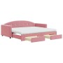 Sofá cama nido con cajones terciopelo rosa 90x200 cm de vidaXL, Camas y somieres - Ref: Foro24-3197376, Precio: 483,95 €, Des...