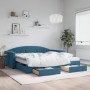 Trundle sofa bed with drawers blue velvet 100x200 cm by vidaXL, Beds and slatted bases - Ref: Foro24-3197379, Price: 518,19 €...