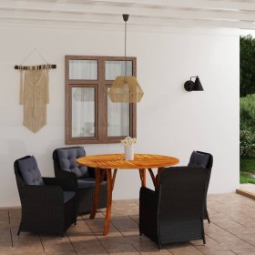 Juego de comedor para jardín 5 piezas negro de vidaXL, Conjuntos de jardín - Ref: Foro24-3071831, Precio: 778,99 €, Descuento: %