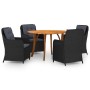 Juego de comedor para jardín 5 piezas negro de vidaXL, Conjuntos de jardín - Ref: Foro24-3071831, Precio: 778,54 €, Descuento: %