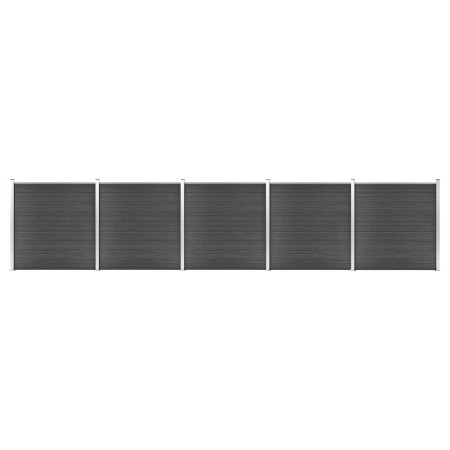 Black WPC Fence Panel Set 872x186 cm by vidaXL, fence panels - Ref: Foro24-3070432, Price: 1,00 €, Discount: %