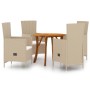 Juego de comedor de jardín 5 piezas beige de vidaXL, Conjuntos de jardín - Ref: Foro24-3071774, Precio: 601,50 €, Descuento: %