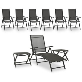 Gartenmöbel-Set 9-teilig in Schwarz und Anthrazitgrau von vidaXL, Gartensets - Ref: Foro24-3070643, Preis: 382,01 €, Rabatt: %