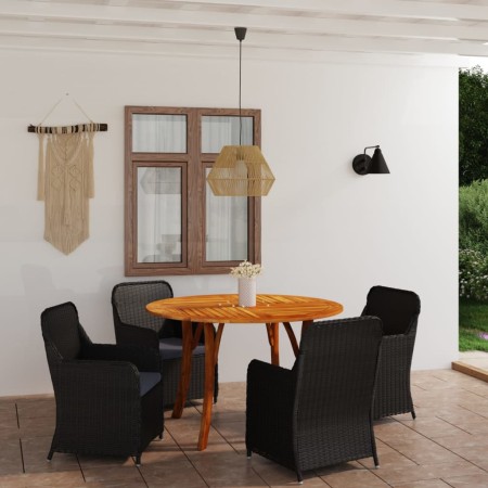 Juego de comedor para jardín 5 piezas negro de vidaXL, Conjuntos de jardín - Ref: Foro24-3071828, Precio: 646,52 €, Descuento: %