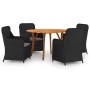 Juego de comedor para jardín 5 piezas negro de vidaXL, Conjuntos de jardín - Ref: Foro24-3071828, Precio: 646,52 €, Descuento: %