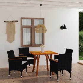 Juego de comedor para jardín de 5 piezas negro de vidaXL, Conjuntos de jardín - Ref: Foro24-3071859, Precio: 358,12 €, Descue...