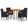 Black 5-Piece Garden Dining Set by vidaXL, Garden sets - Ref: Foro24-3071859, Price: 358,12 €, Discount: %