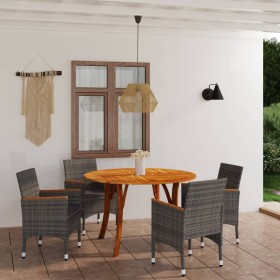 Juego de comedor para jardín de 5 piezas gris de vidaXL, Conjuntos de jardín - Ref: Foro24-3071806, Precio: 443,99 €, Descuen...